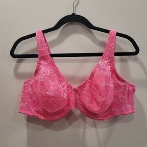 Sz 42C Pink Cacique Lace Unlined  Underwire Bra